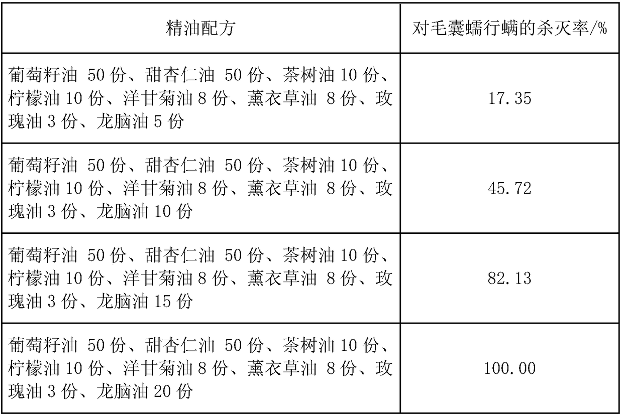 Compound borneol essential oil with effects of removing acnes and lightening spots and preparation method thereof