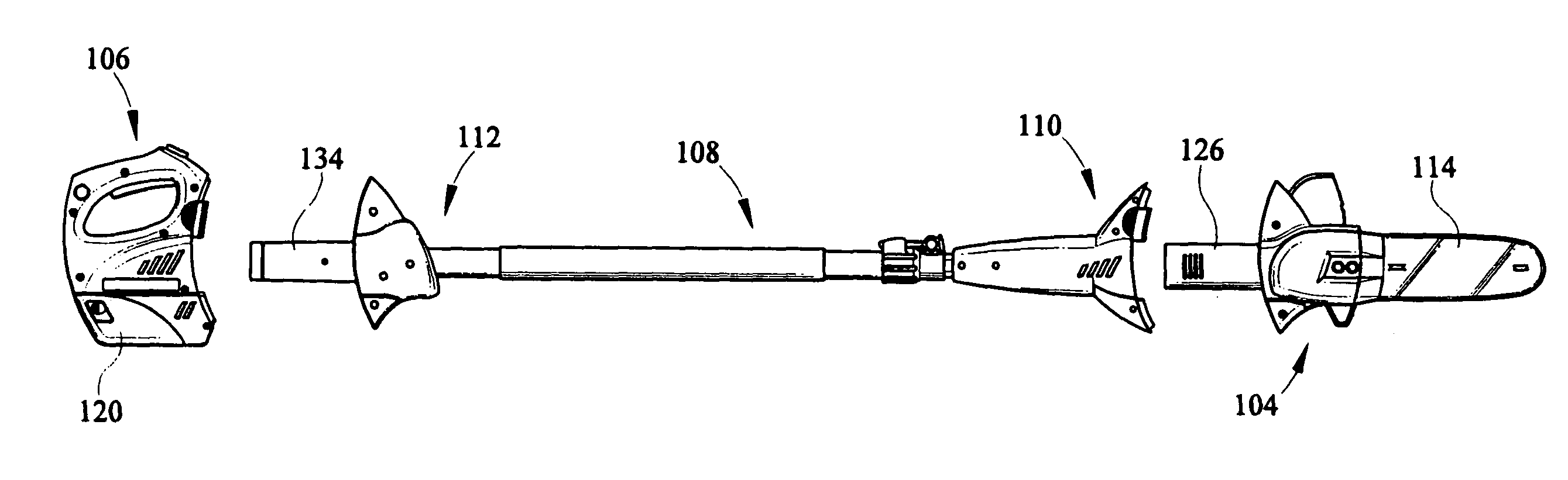 Split power tool with extension