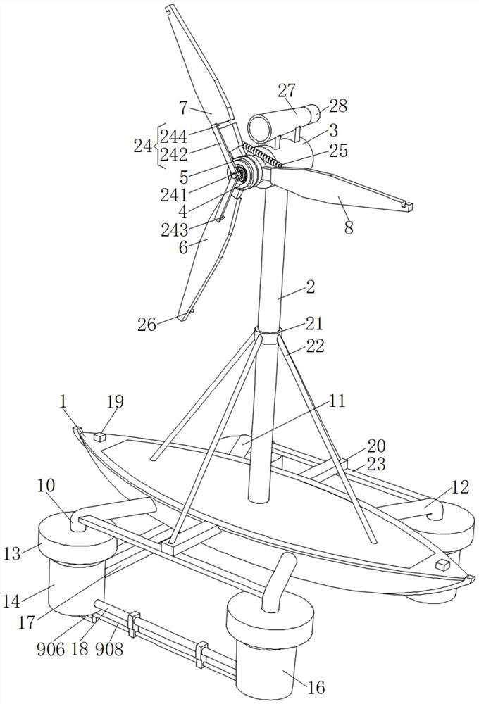 Seaborne anti-typhoon self-balancing ship-shaped wind power generation device