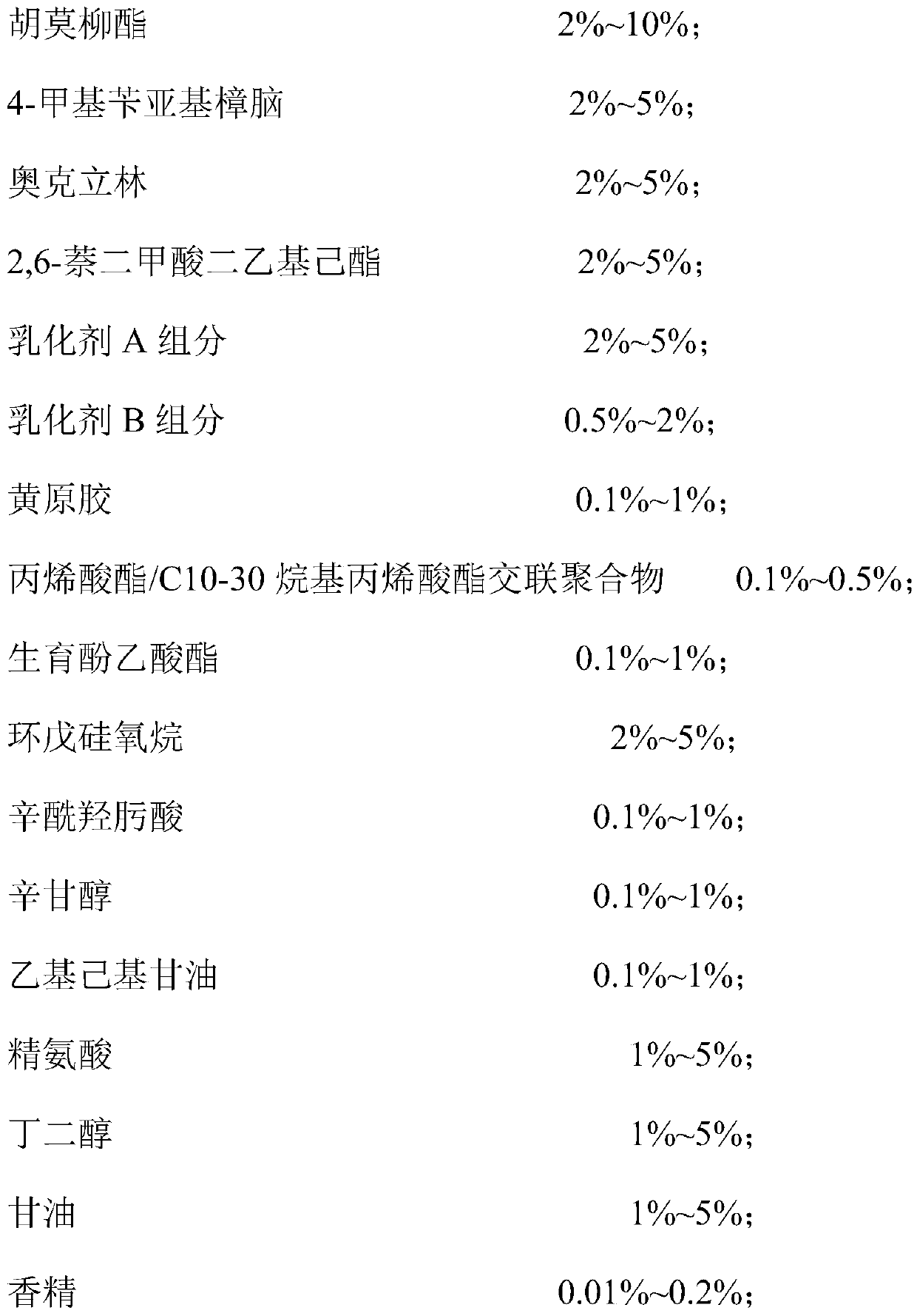 Sunscreen bubble taking carbon dioxide as propellant and preparation method thereof