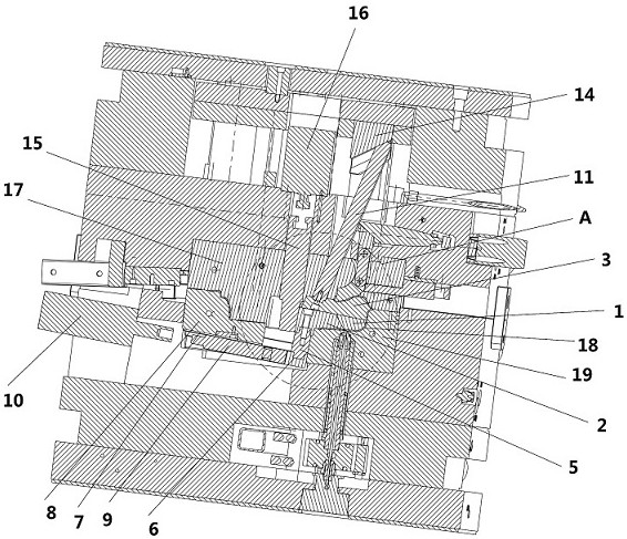 Split type sliding block structure under stroke limit