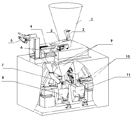 Quantitative packaging scale for sub-package according to amount of grains and quantitative weighing method of quantitative packaging scale