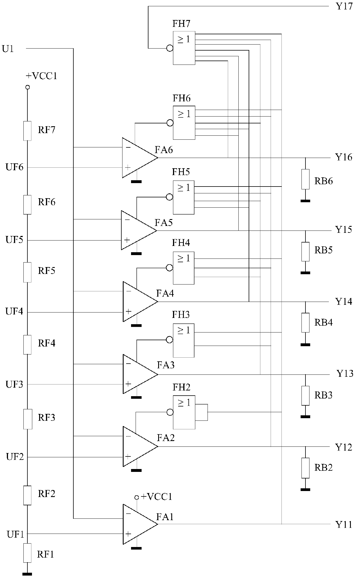 Multi-section voltage comparator