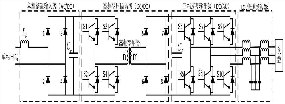 Single-phase to three-phase power supply conversion system based on power electronic transformer