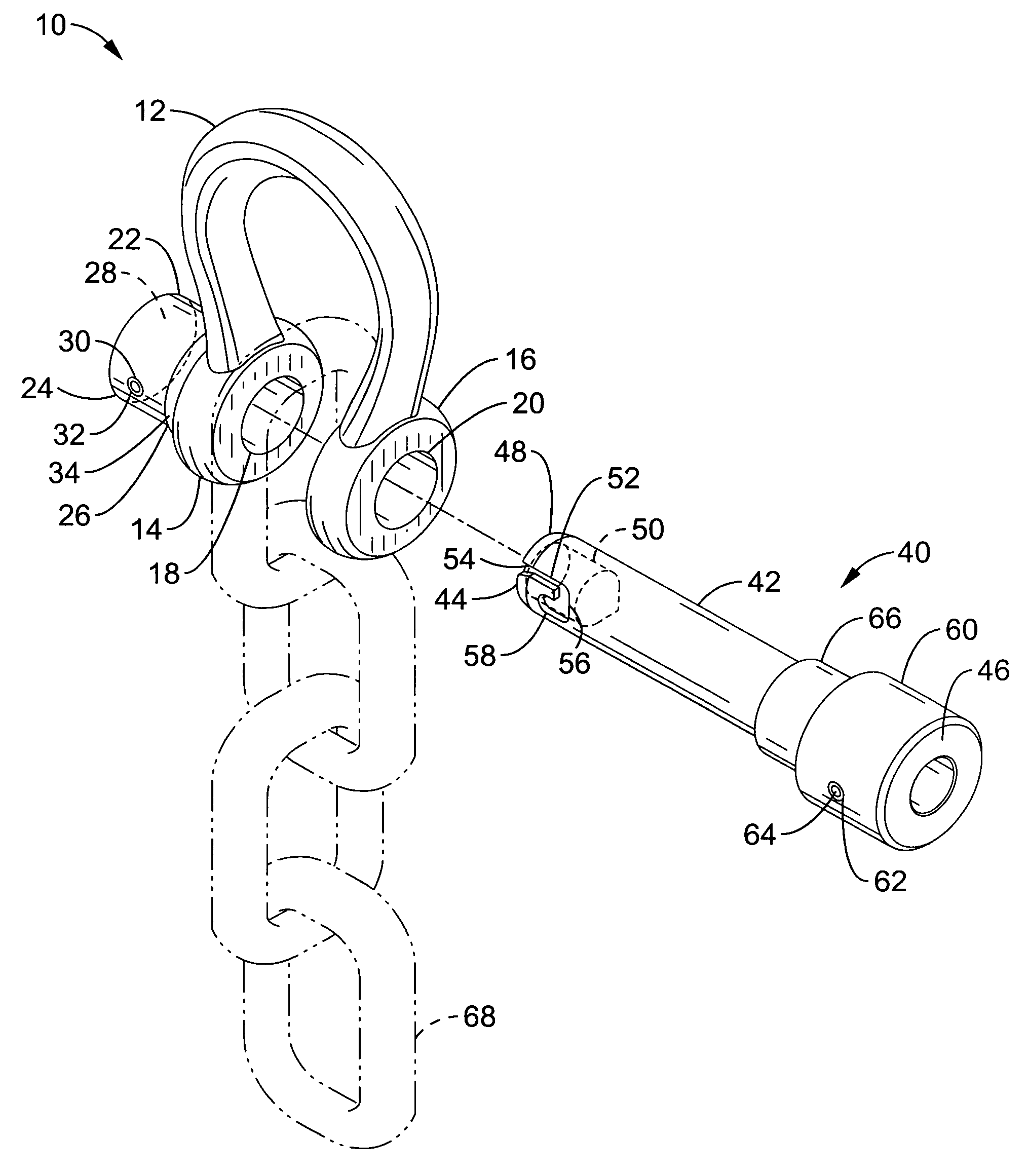 Quick release shackle pin system