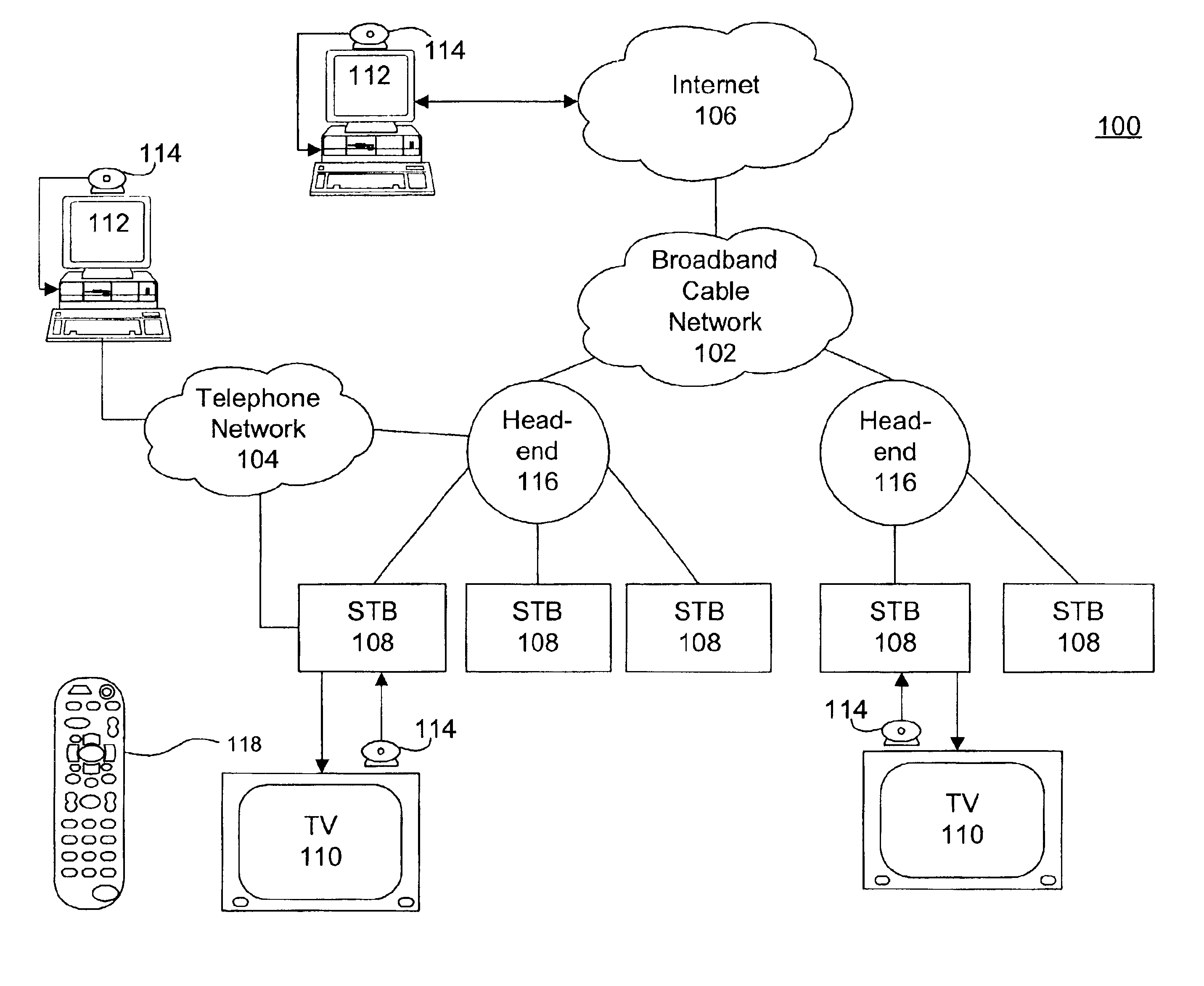 Webcam-based interface for initiating two-way video communication and providing access to cached video