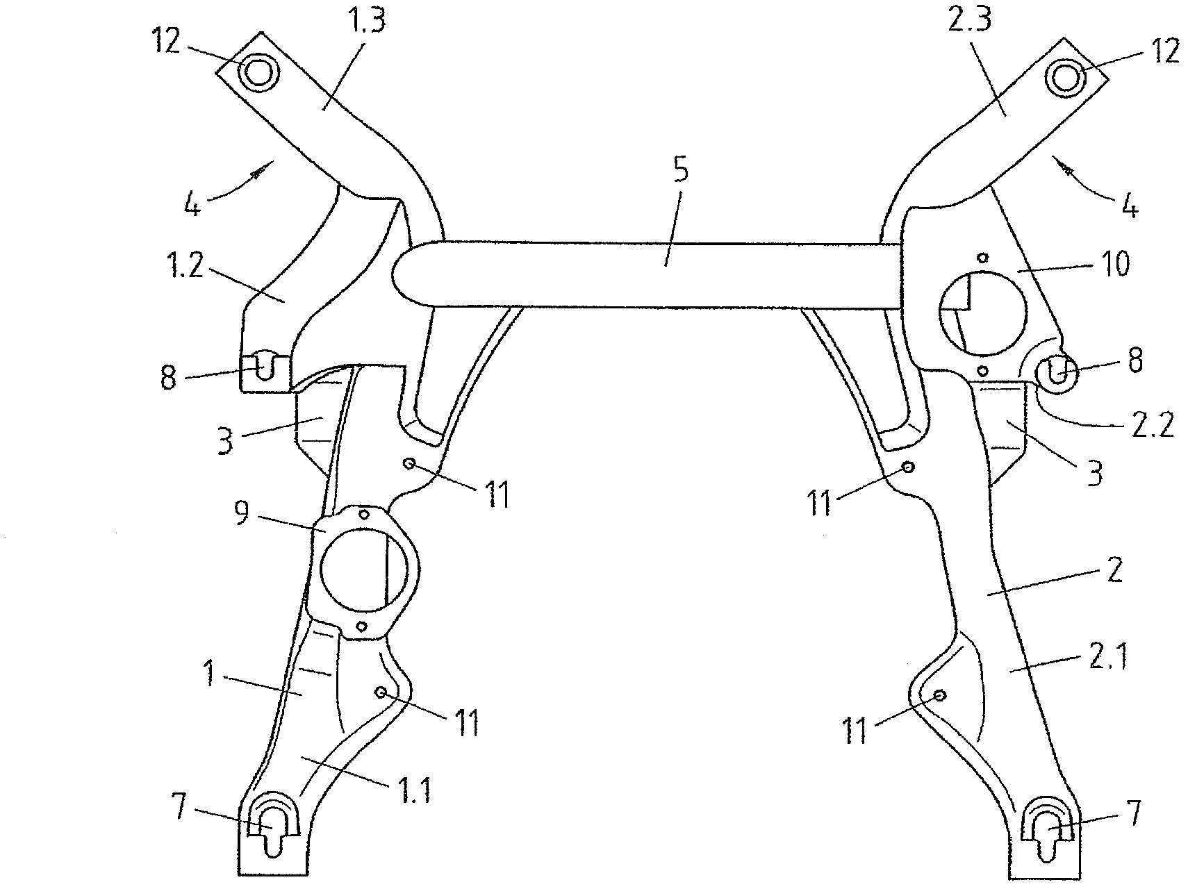 Front axle carrier having integrated steering housing