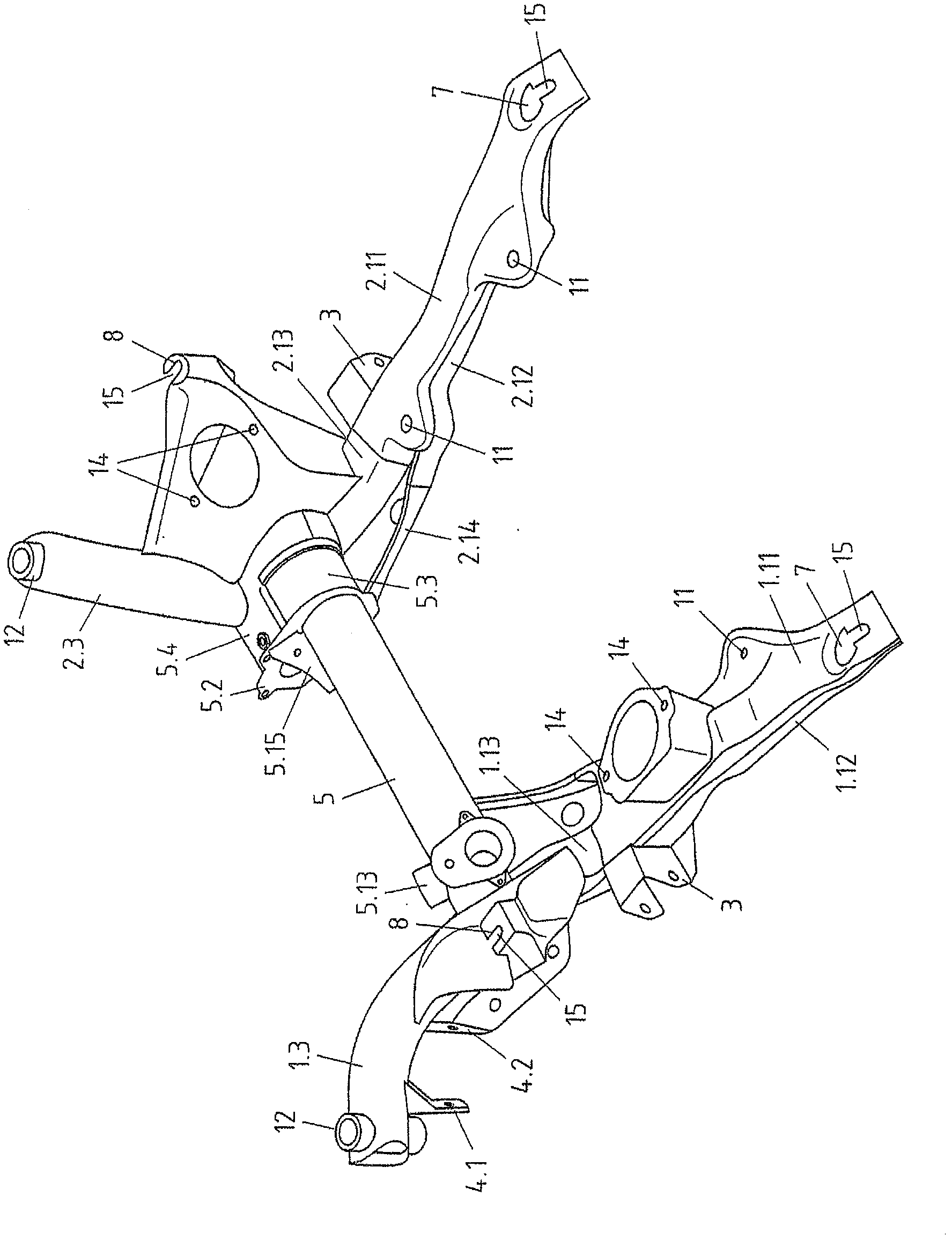 Front axle carrier having integrated steering housing