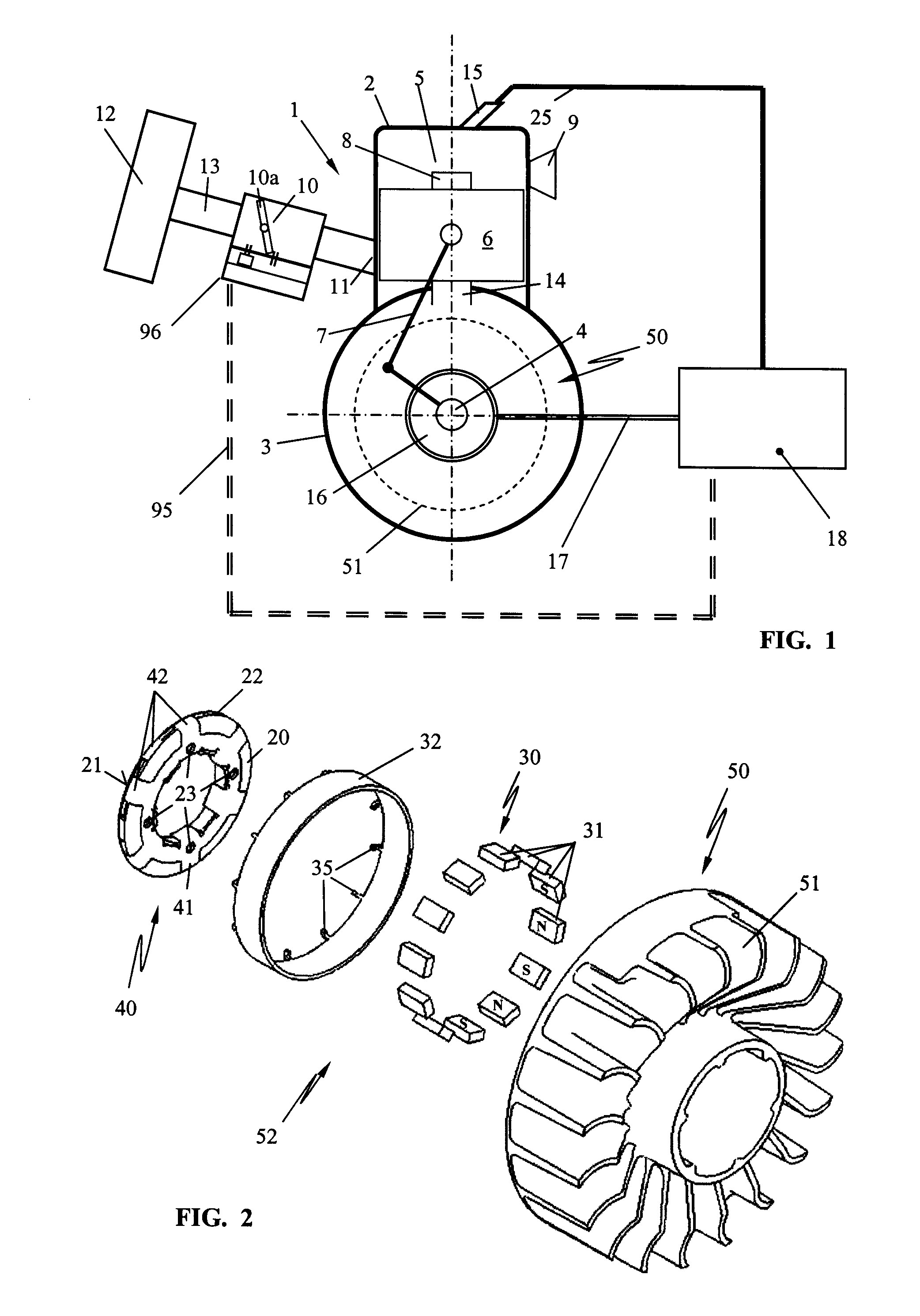 Internal combustion engine with alternator