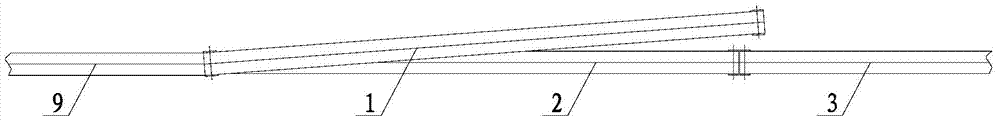 Three tail trolleys fixed in staggered mode and arranged on arm type bucket-wheel stacker-reclaimer and material taking method thereof