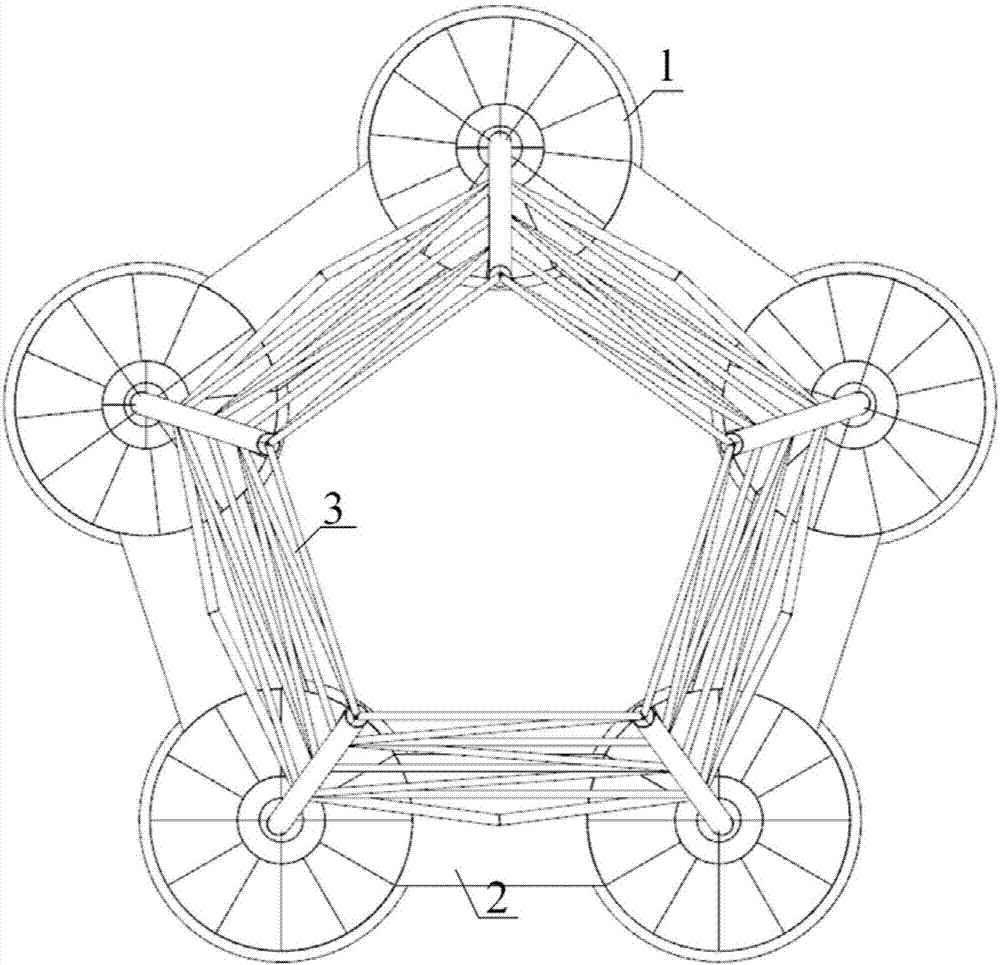 Oceanographic five-buoy-buoyancy-tank combined type foundation structure and construction method thereof