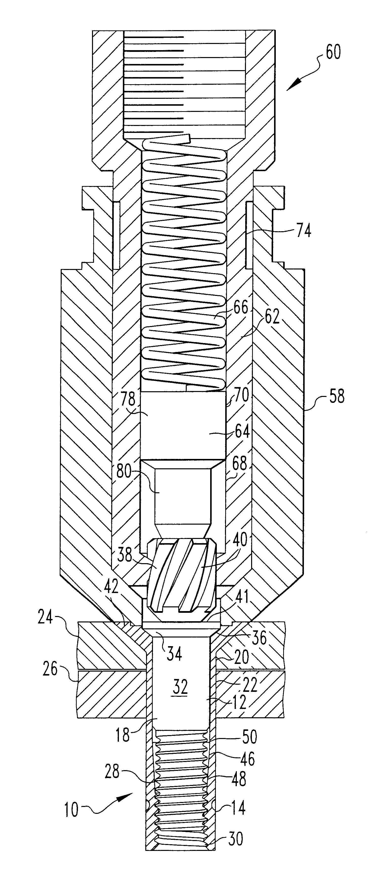 Blind fastener and nose assembly for installation of the blind fastener