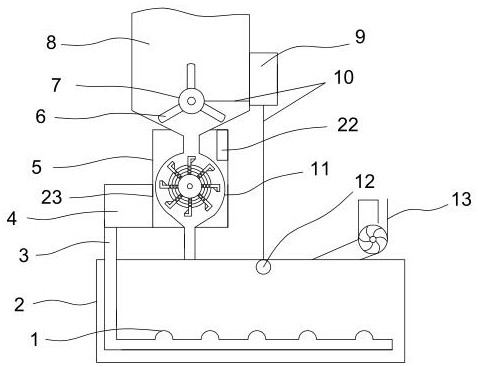 Fish feeding device with stirring blades