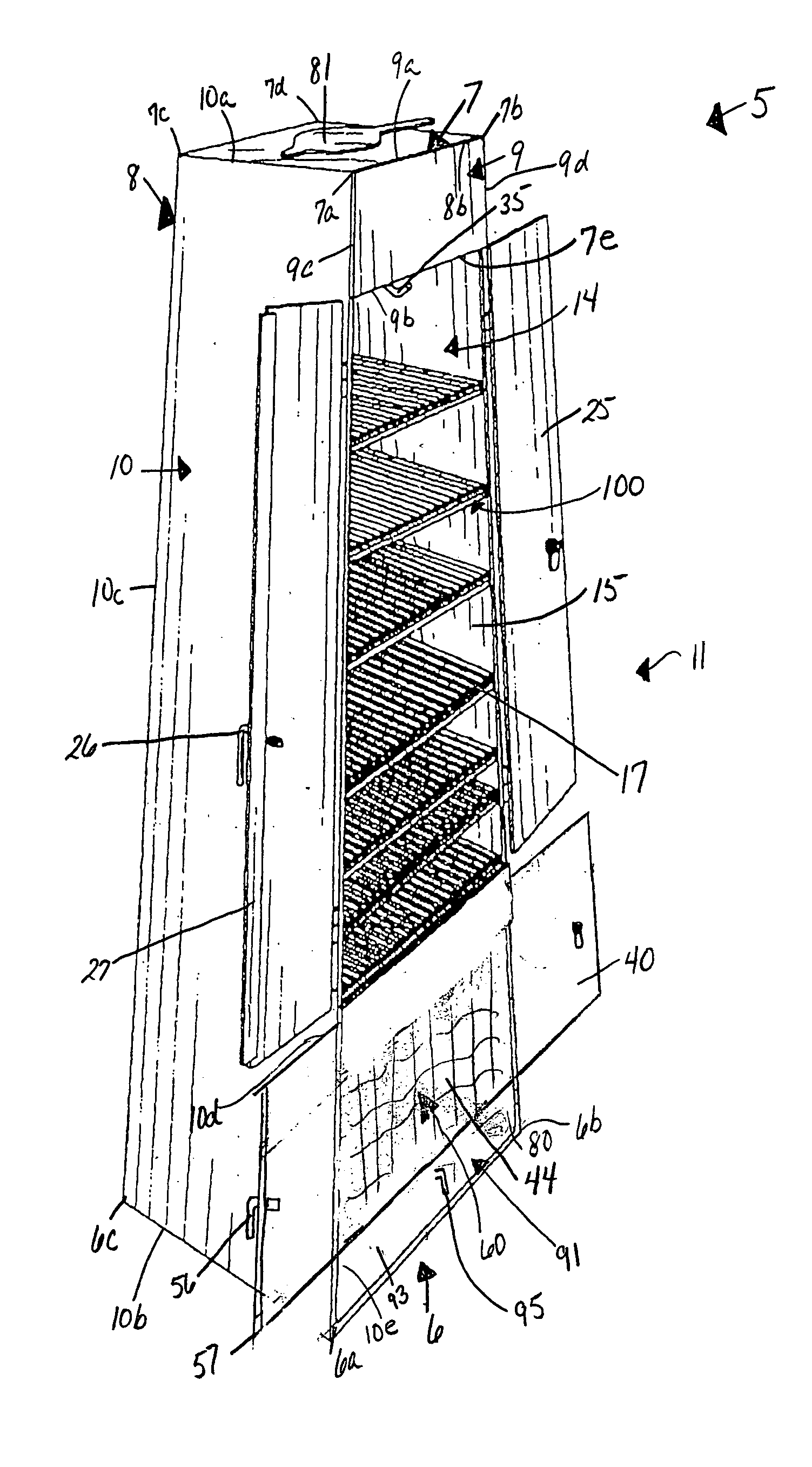 Tapered grill, smoker and fireplace device