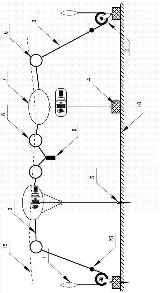 Mooring system with submerged buoys and pulleys