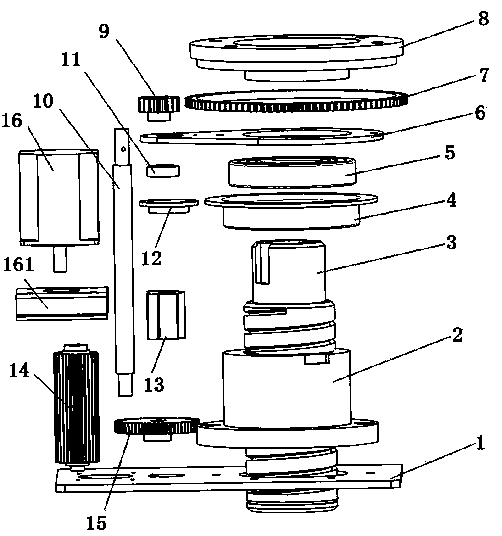 Rotating jacking mechanism and AGV comprising same