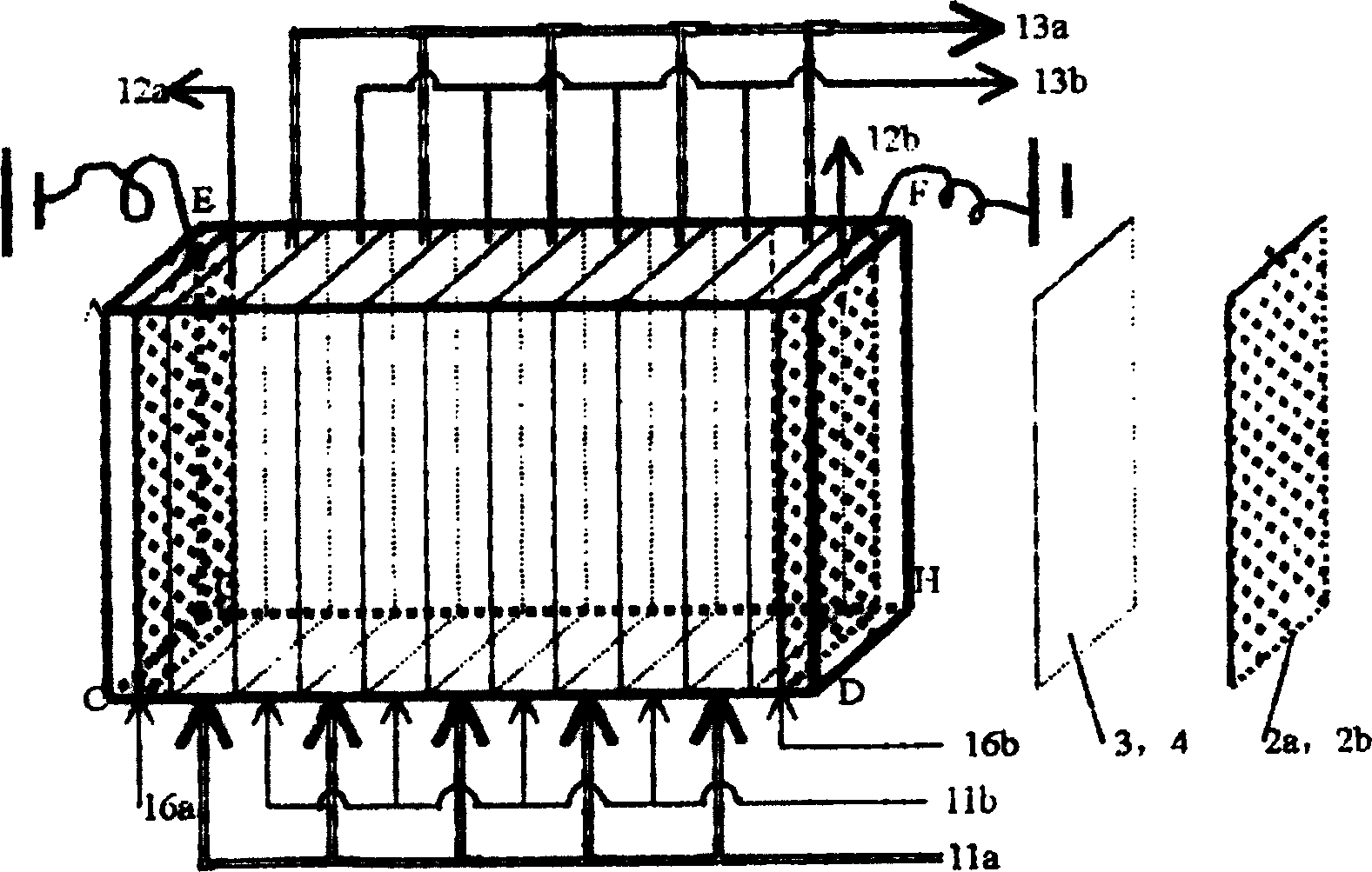 Process and apparatus for treating water by magneto-electric dialysis