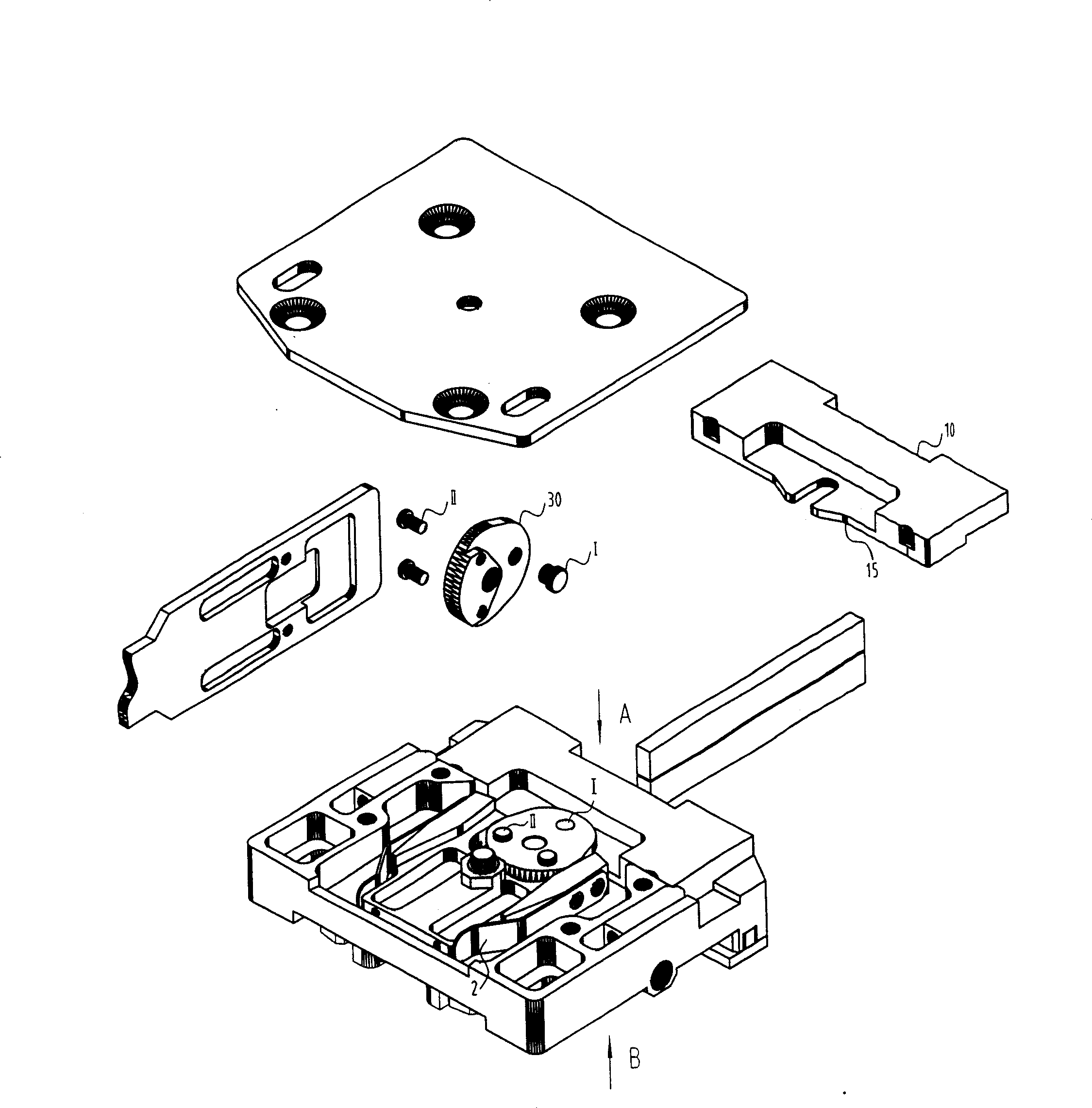 Movement mechanism for yarn mouth on intarsia shuttle box