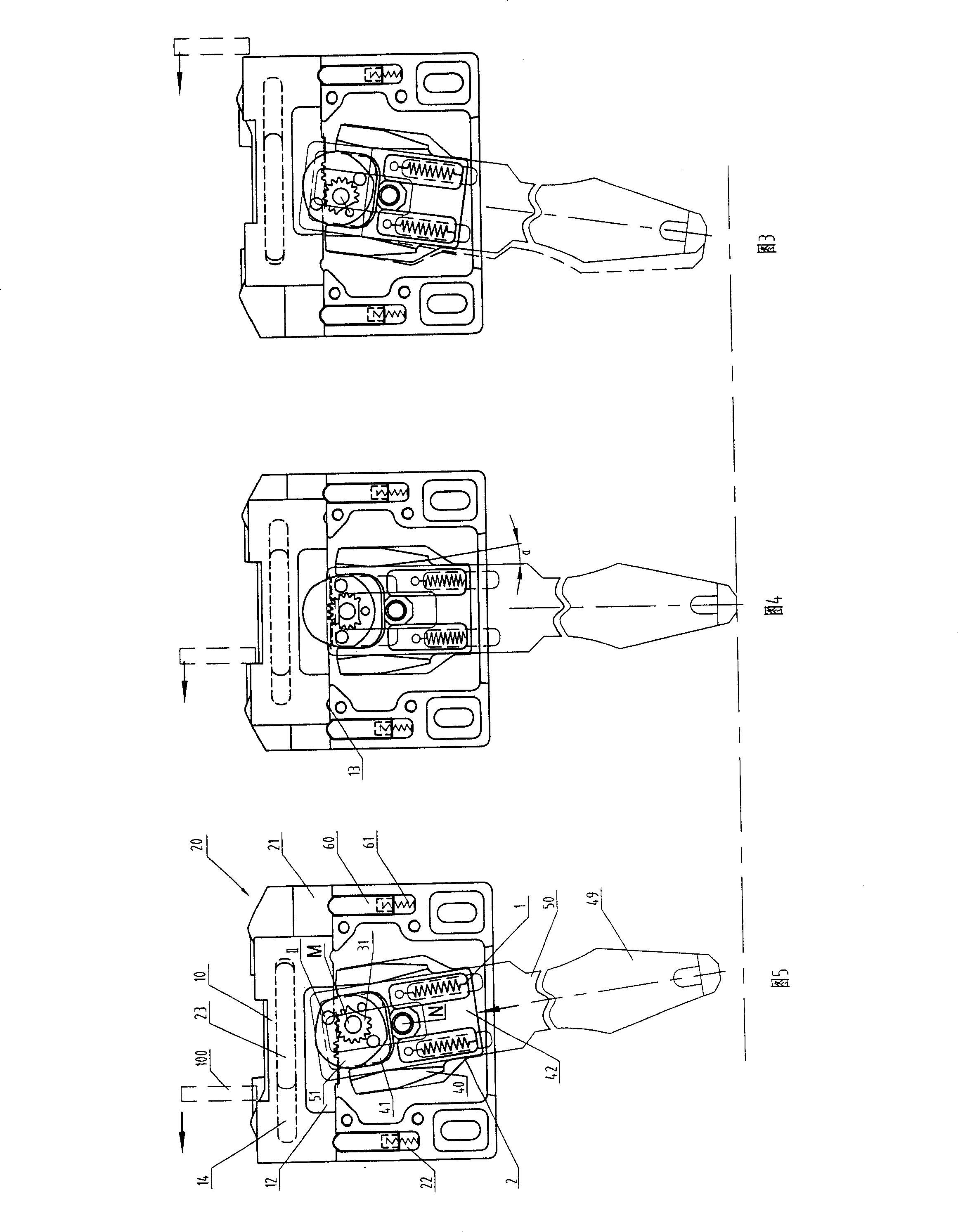 Movement mechanism for yarn mouth on intarsia shuttle box