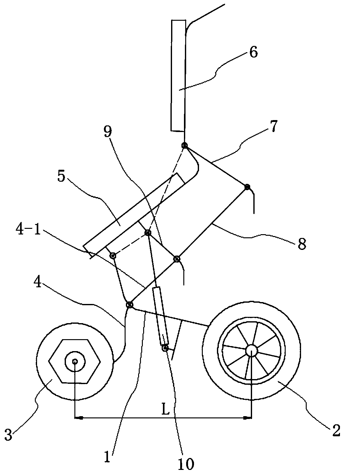 Auxiliary standing wheelchair with variable front and rear wheel wheelbase