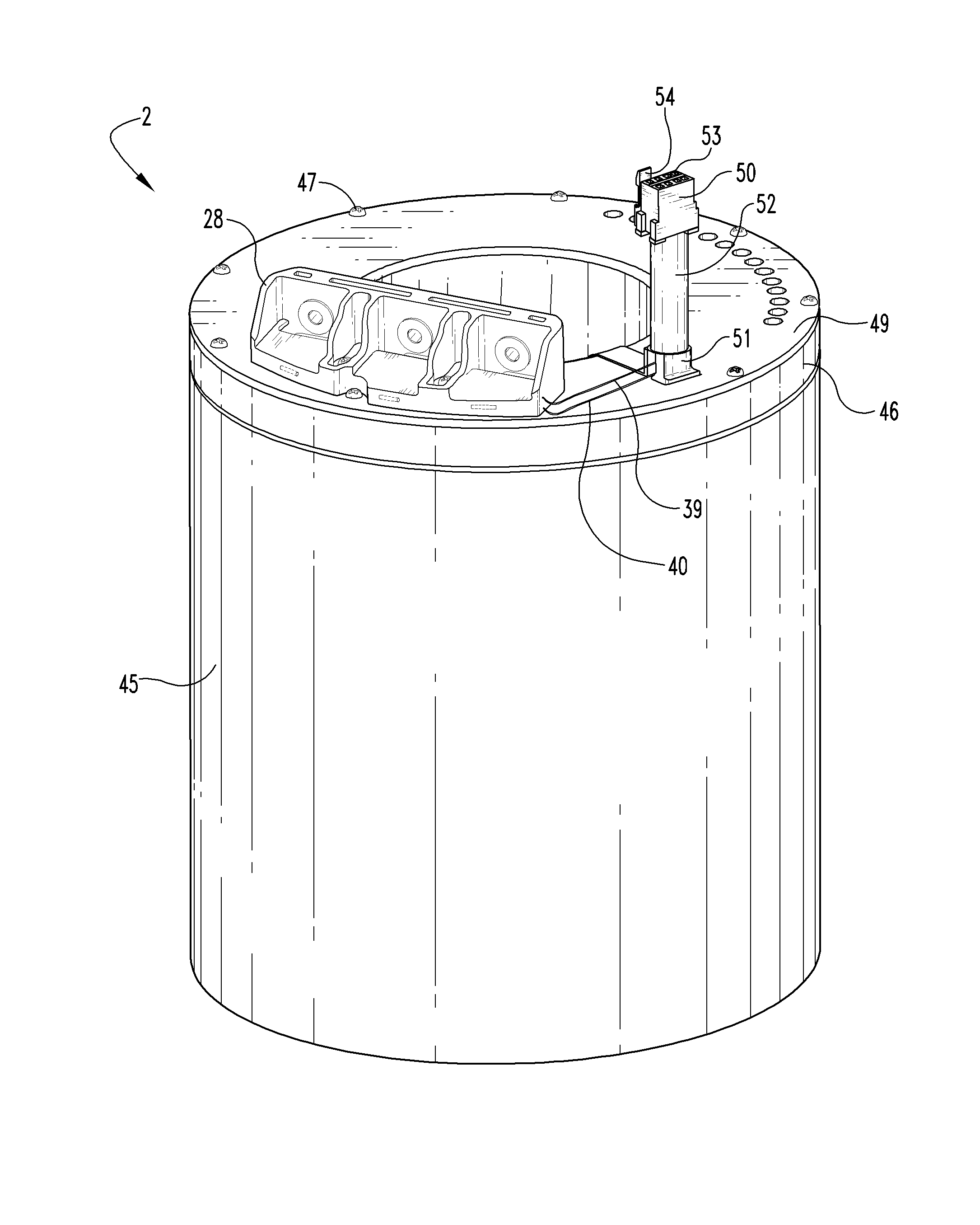 Housing assembly with reed switch and magnet