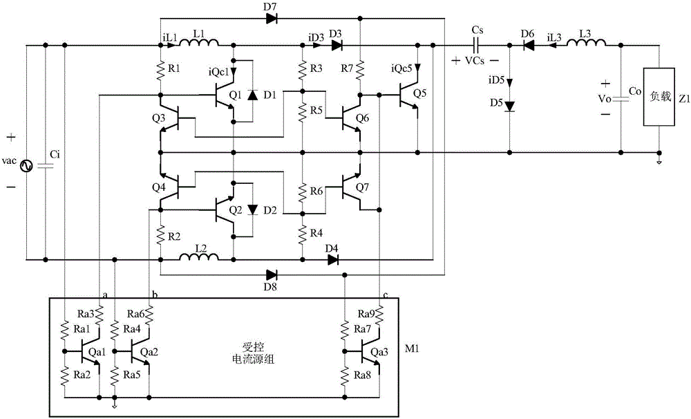 Self-excited BJT type bridgeless Cuk PFC rectification circuit