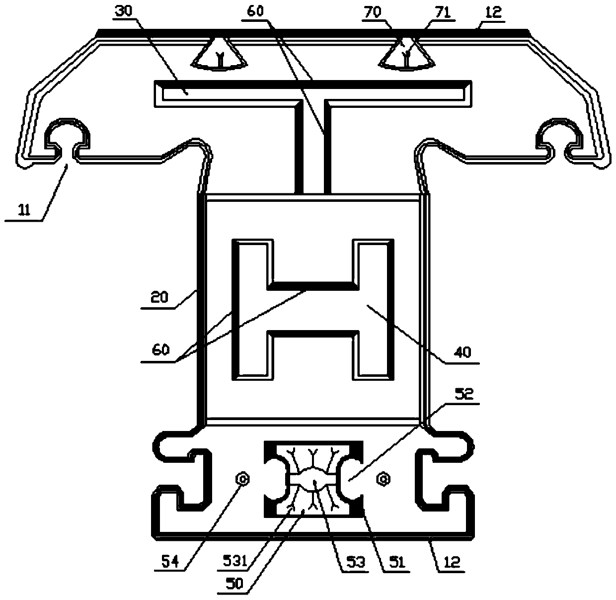 Planar multi-cavity energy storing and thermal insulating profile