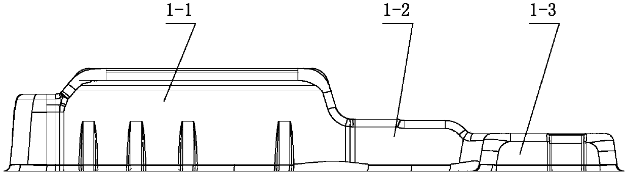 Forming die for upper shell of automobile battery box