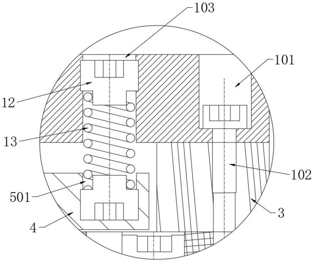 Die with stretching male die and bottom hole punching stripping block integrally formed