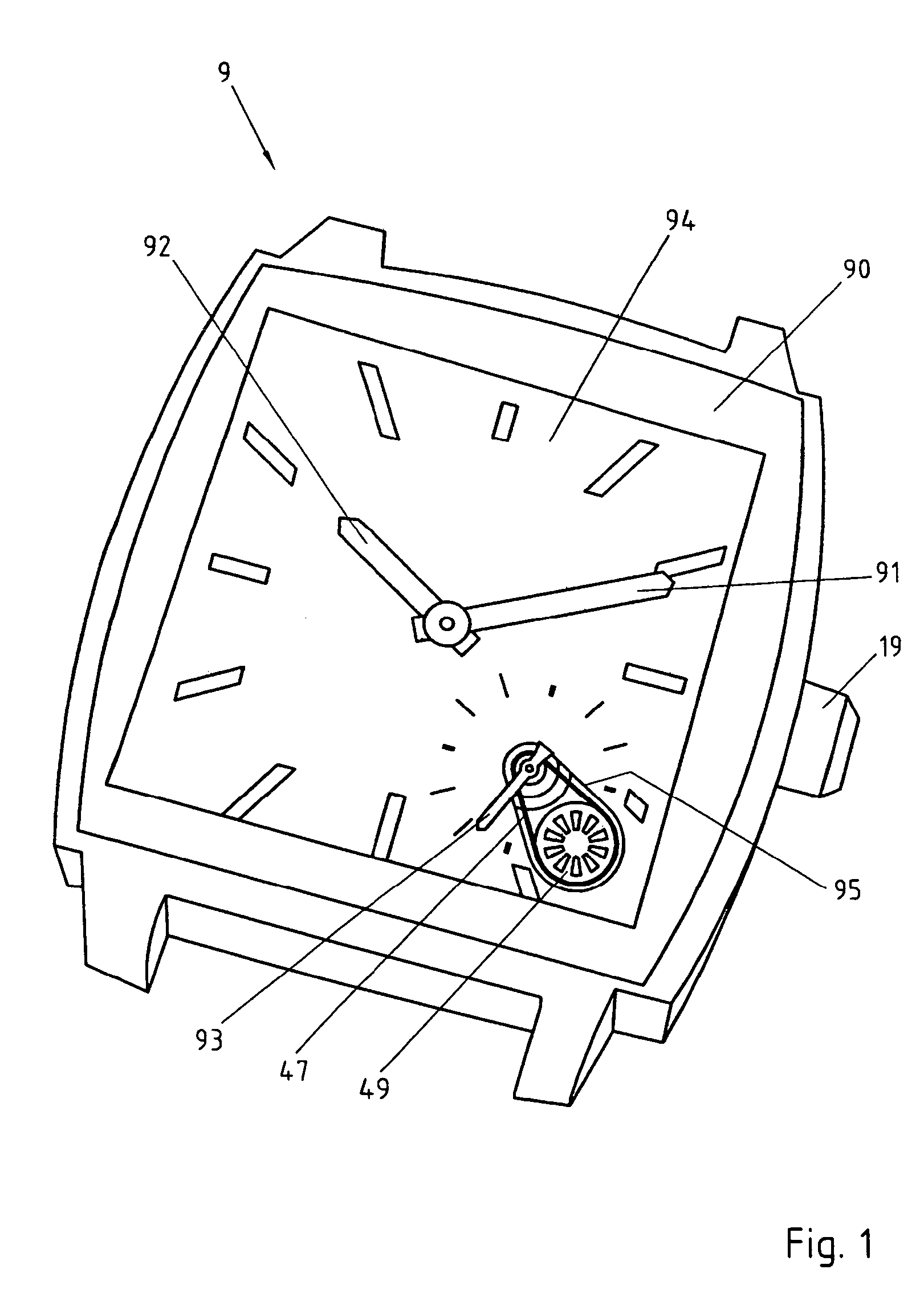 Clockwork movement for a wristwatch