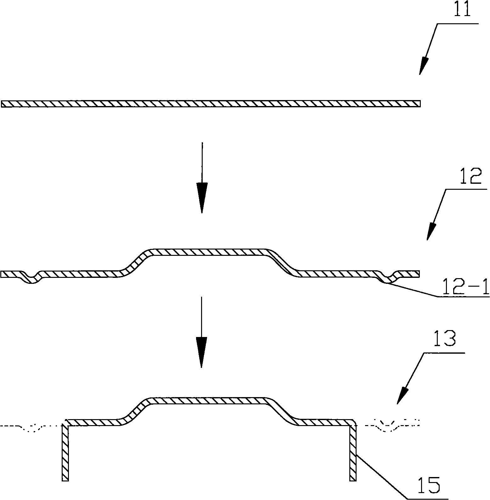 Drawing and bending molding process and die of refrigerator backboard