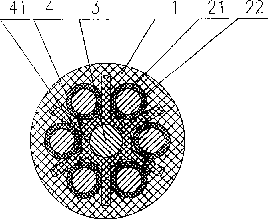 Spiral-skeleton self-bearing type multi-core cable