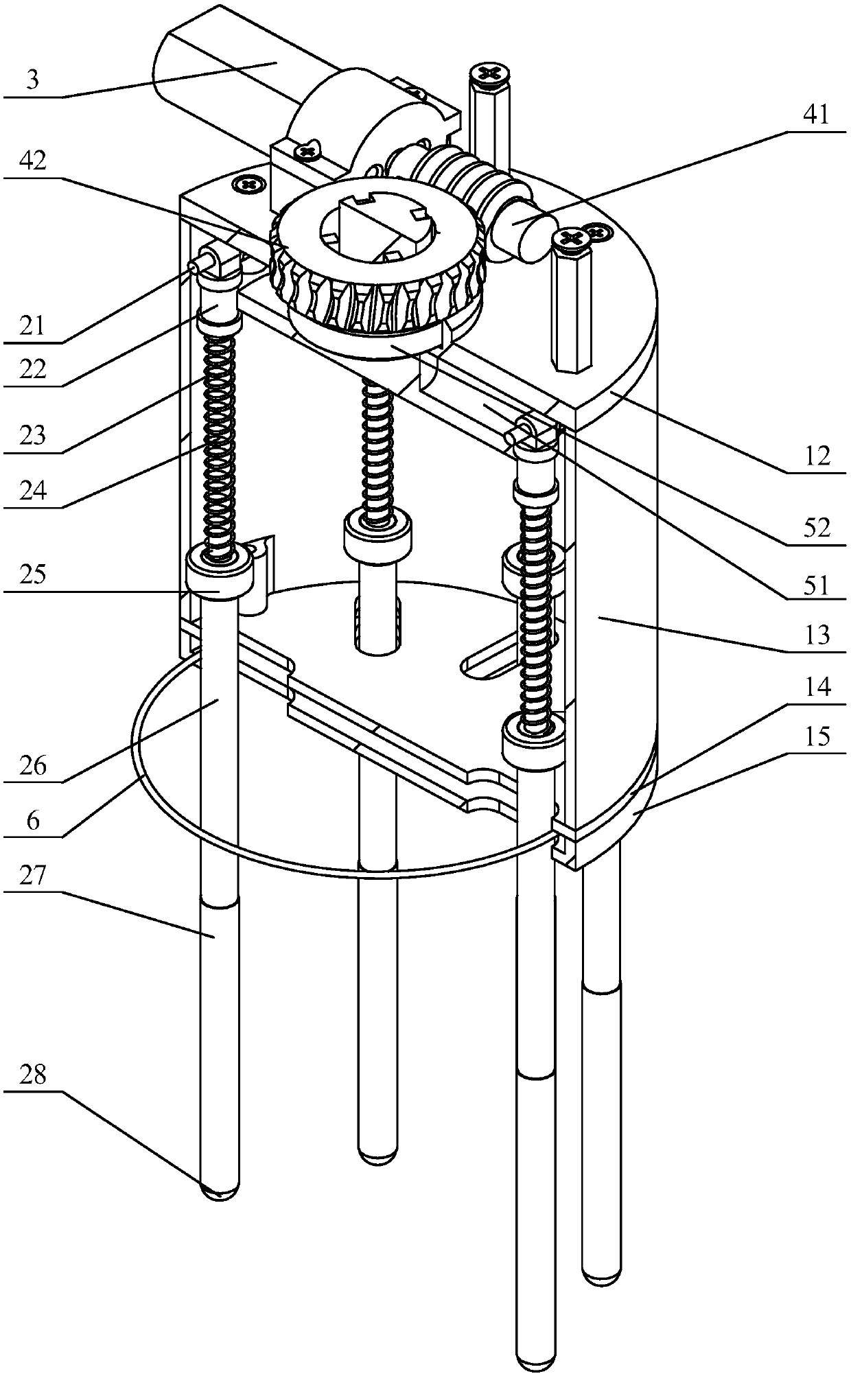 Gathering type quick-grasping sliding rod robot hand device with self-adaption