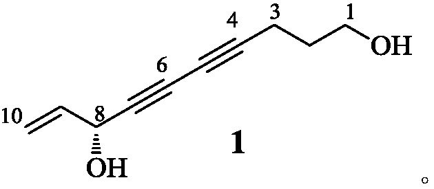 8S-Deca-9-en-4,6-diyne-1,8-diol as well as pharmaceutical composition and application thereof