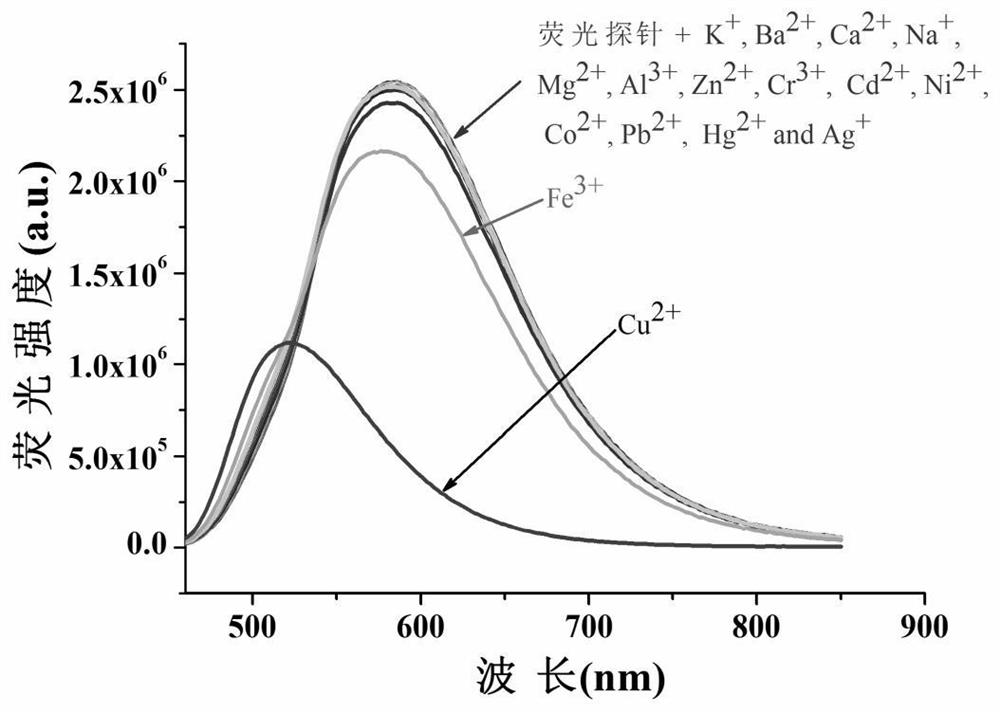 Naphthalimide fluorescent molecular probe for detecting copper ions as well as preparation method and use method of naphthalimide fluorescent molecular probe