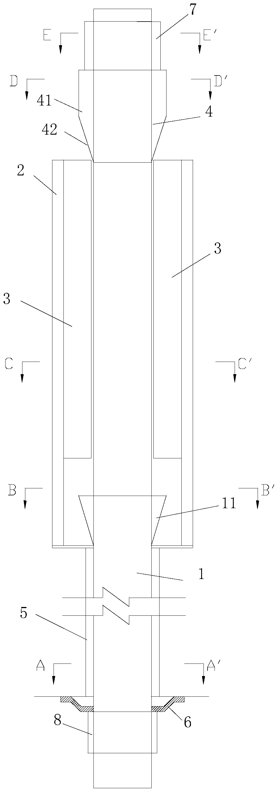 Pressure tube friction type extendable anchor rod