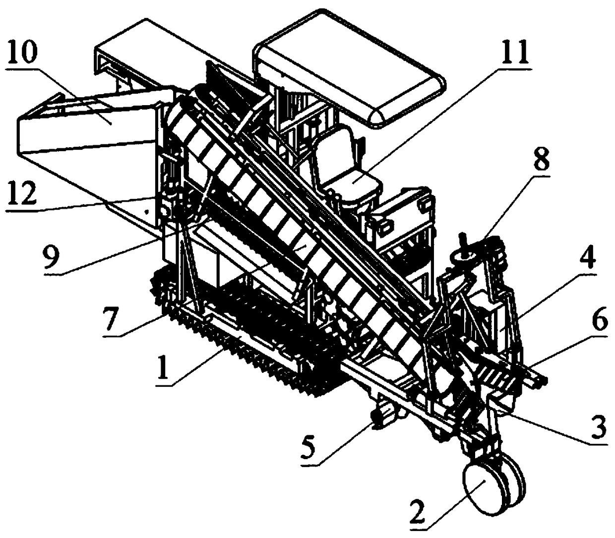 Single-row self-propelled scallion combine harvester