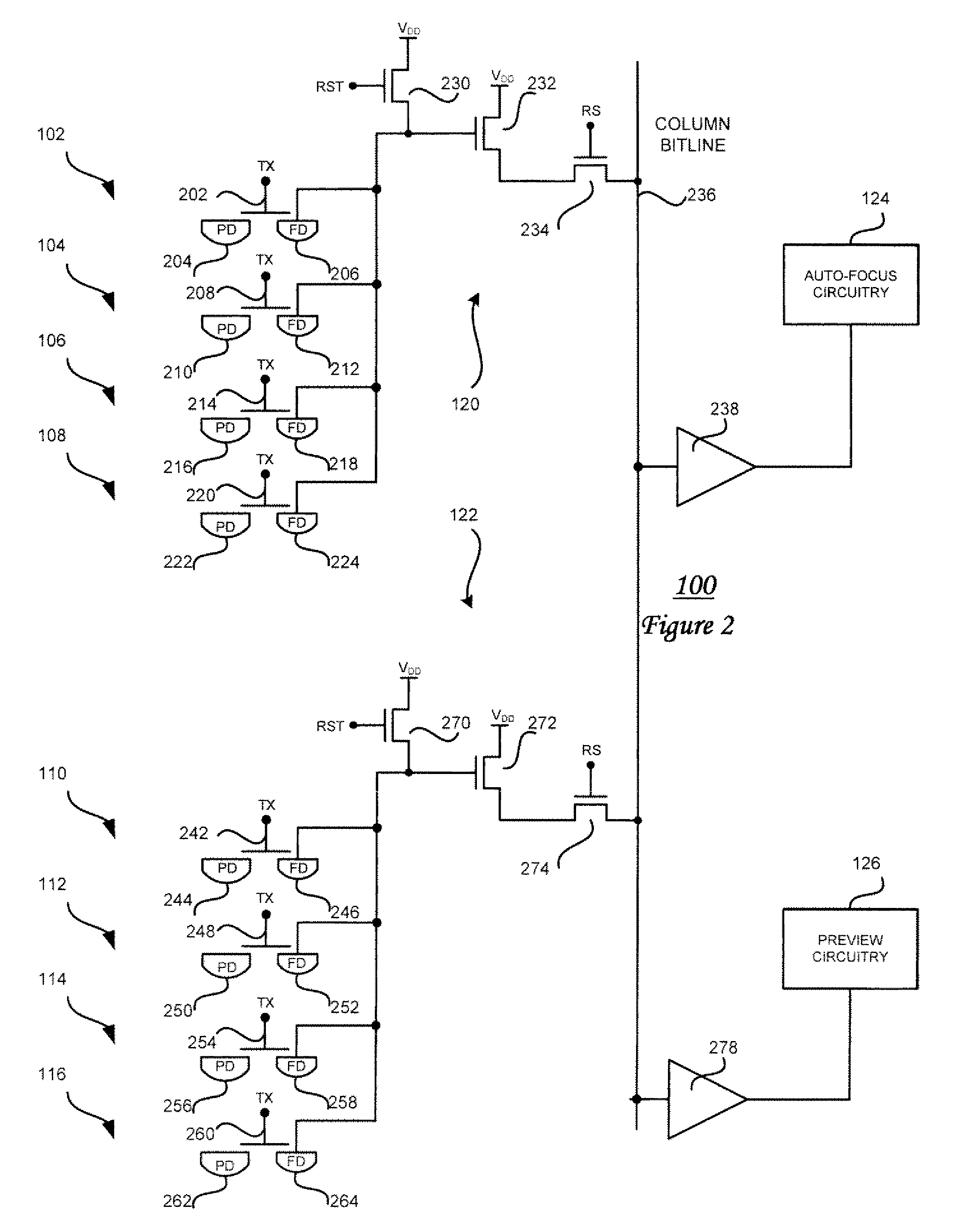 Image sensor with simultaneous auto-focus and image preview