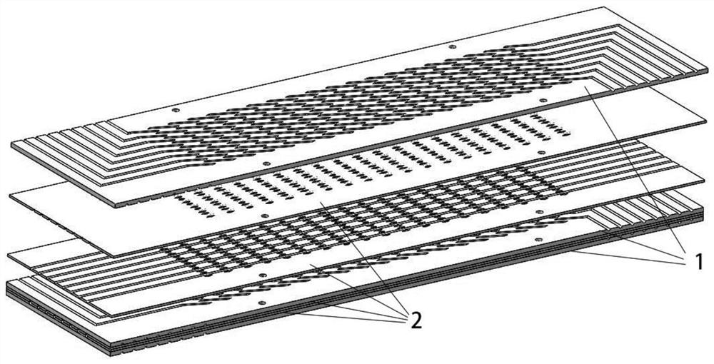 A three-stream spiral wound printed circuit board heat exchanger core