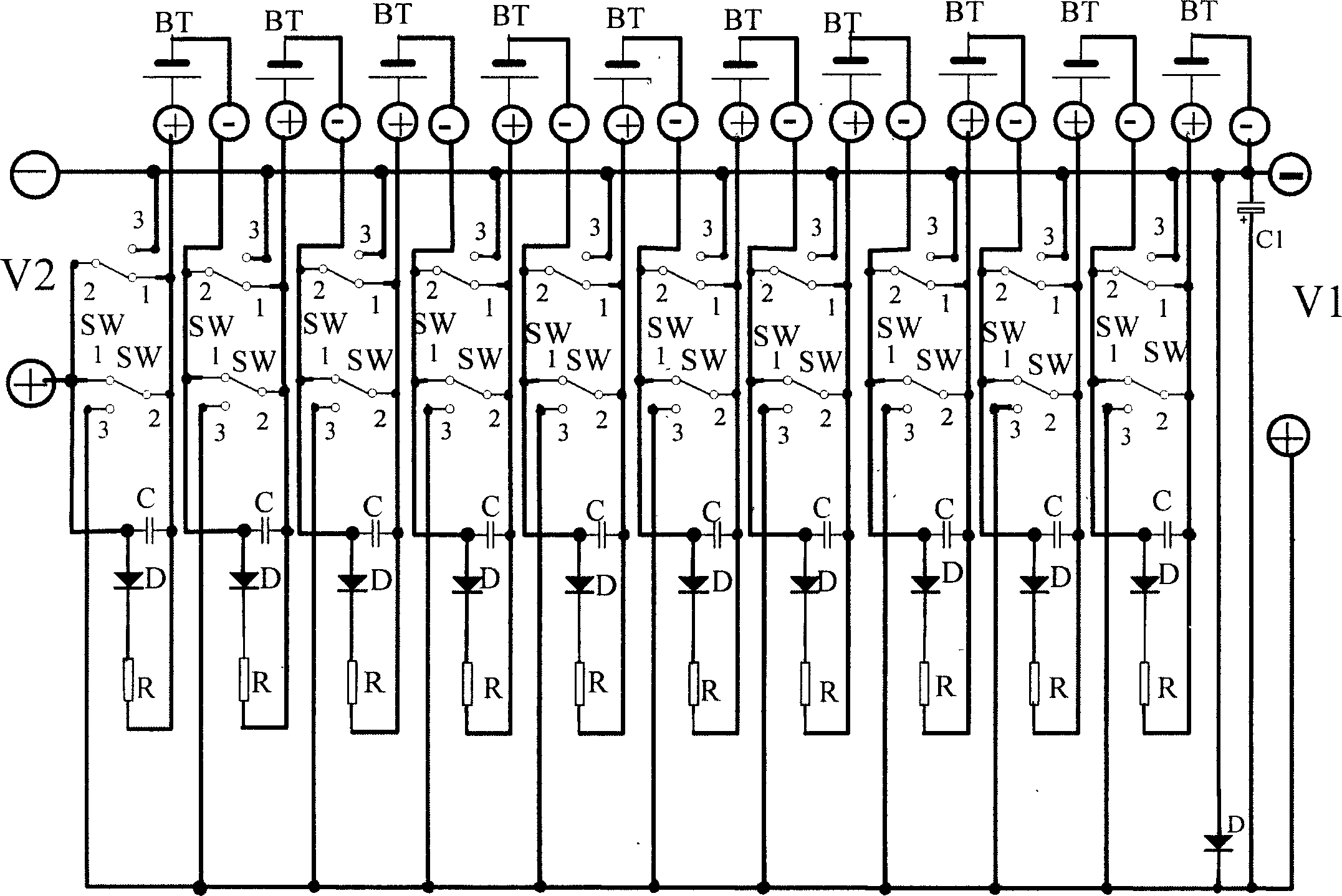 Series-parallel converting connector for lithium cell charging of electric bicycle