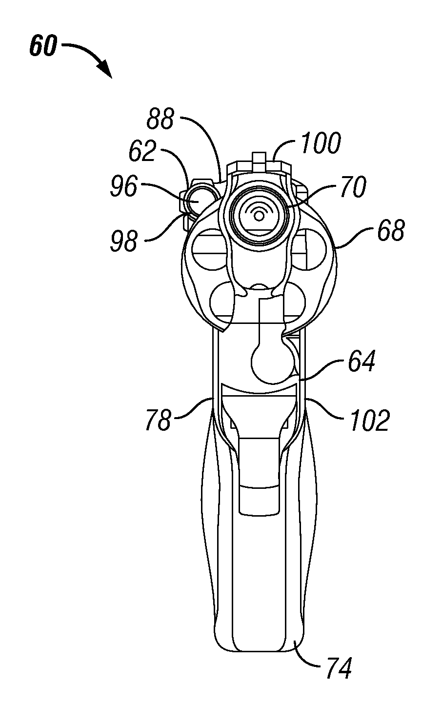 Frame-mounted laser aiming device