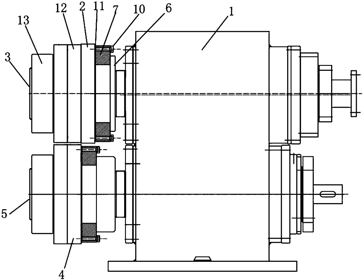 Disk shear mechanism for withdrawal and straightening machine