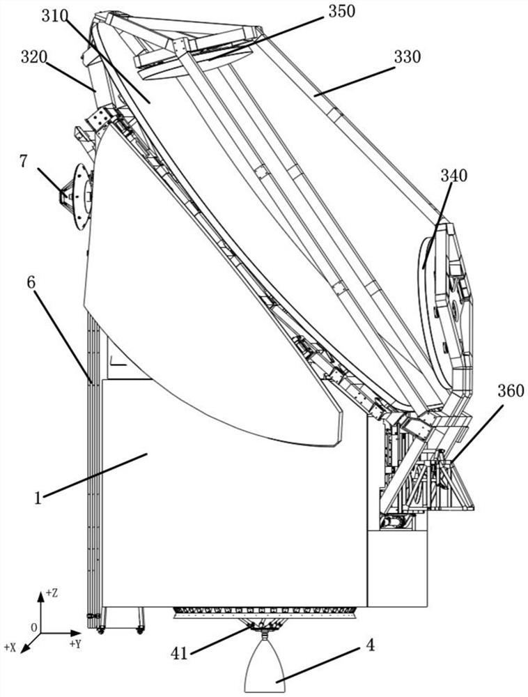 Geostationary orbit satellite with payload isolated from platform thermal deformation