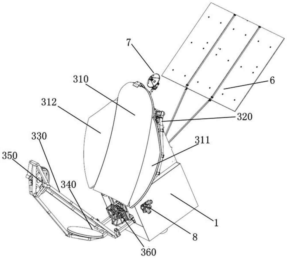 Geostationary orbit satellite with payload isolated from platform thermal deformation