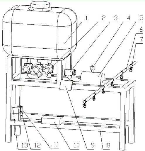 Precise variable mist-spraying test device based on or including electric pump rotating speed regulation