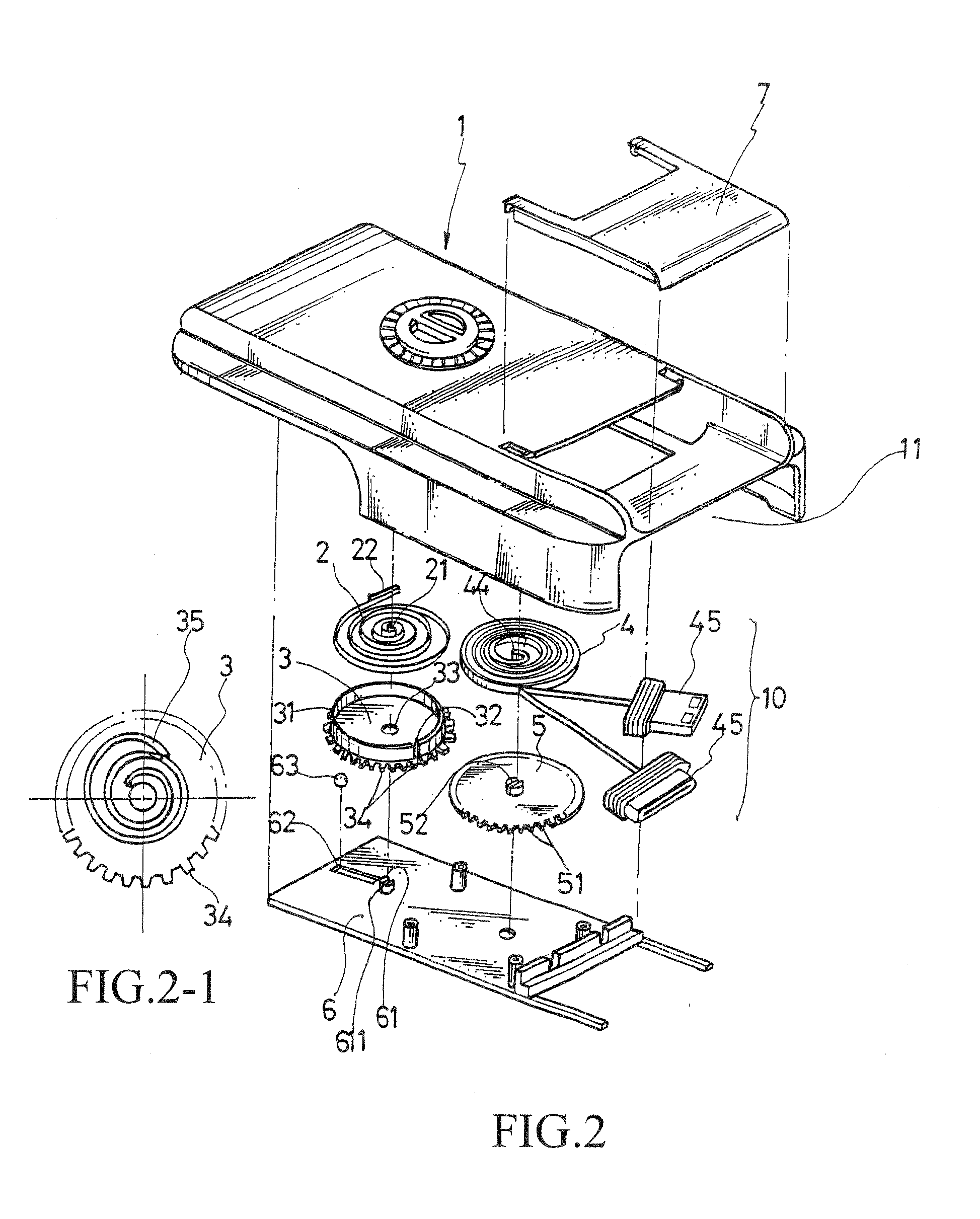 Slider case having cable retractor