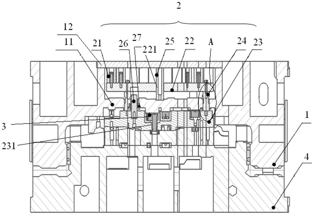 A two-stage transmission pressing structure