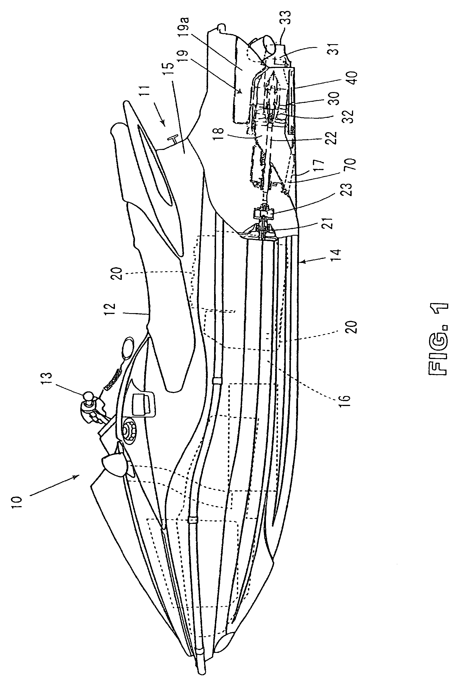 Water jet propulsion boat having improved ride plate