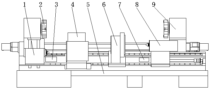 Special numerically-controlled machine tool for machining axle type parts