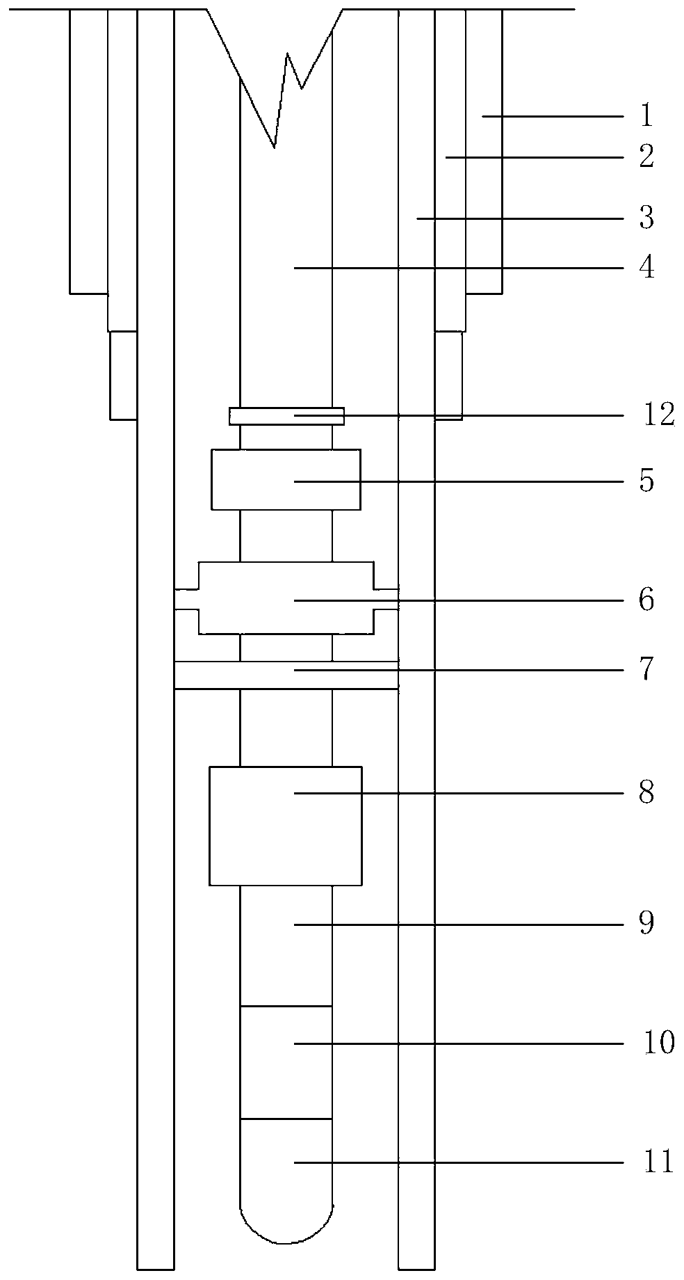 The structure of the hydraulic slit testing process string for oil and gas well exploration wells